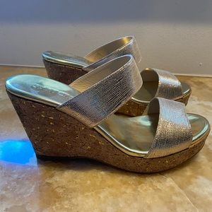 Jimmy Choo gold wedges
